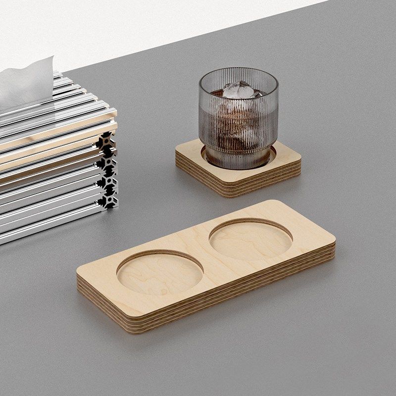 大树制造桦木海洋板咖啡杯托杯垫防烫现代简约长方形杯垫茶杯茶托