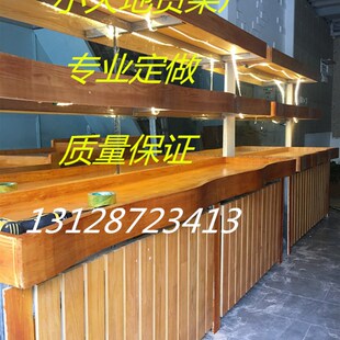 百果园水果店货架钢木三层木制水果货架孤形超市果蔬展示架收银台