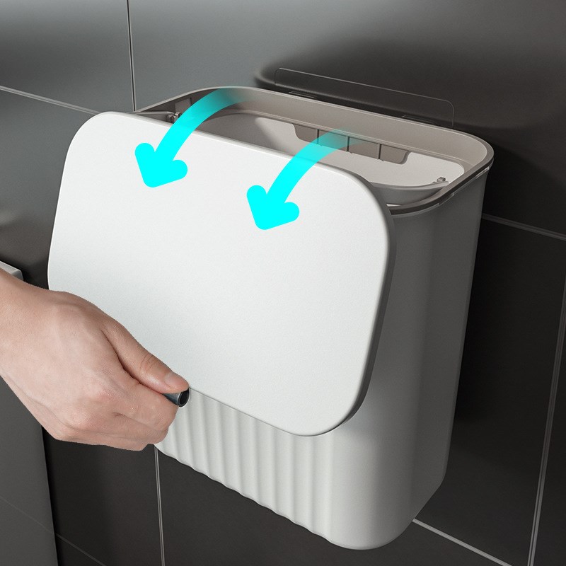 厨卫壁挂式垃圾桶家用客厅卫生间厕所大号免打孔橱柜门翻盖压圈桶