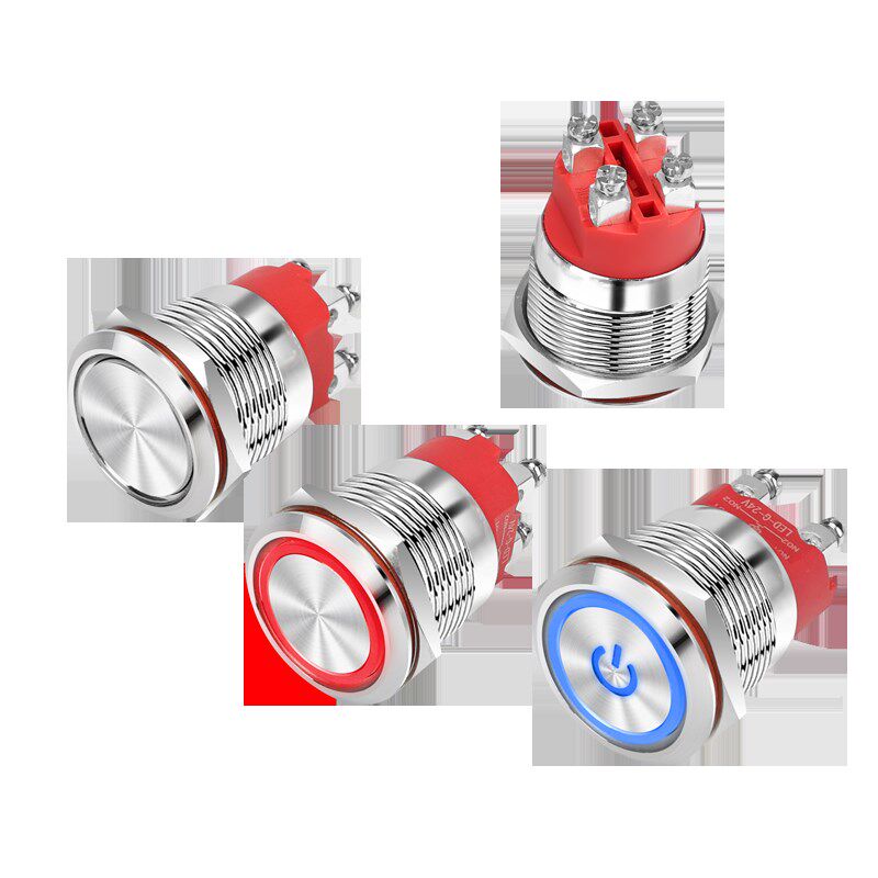 22mm大电流Ith20a/16a/15a防水金属按钮自锁复位圆形开关两常开