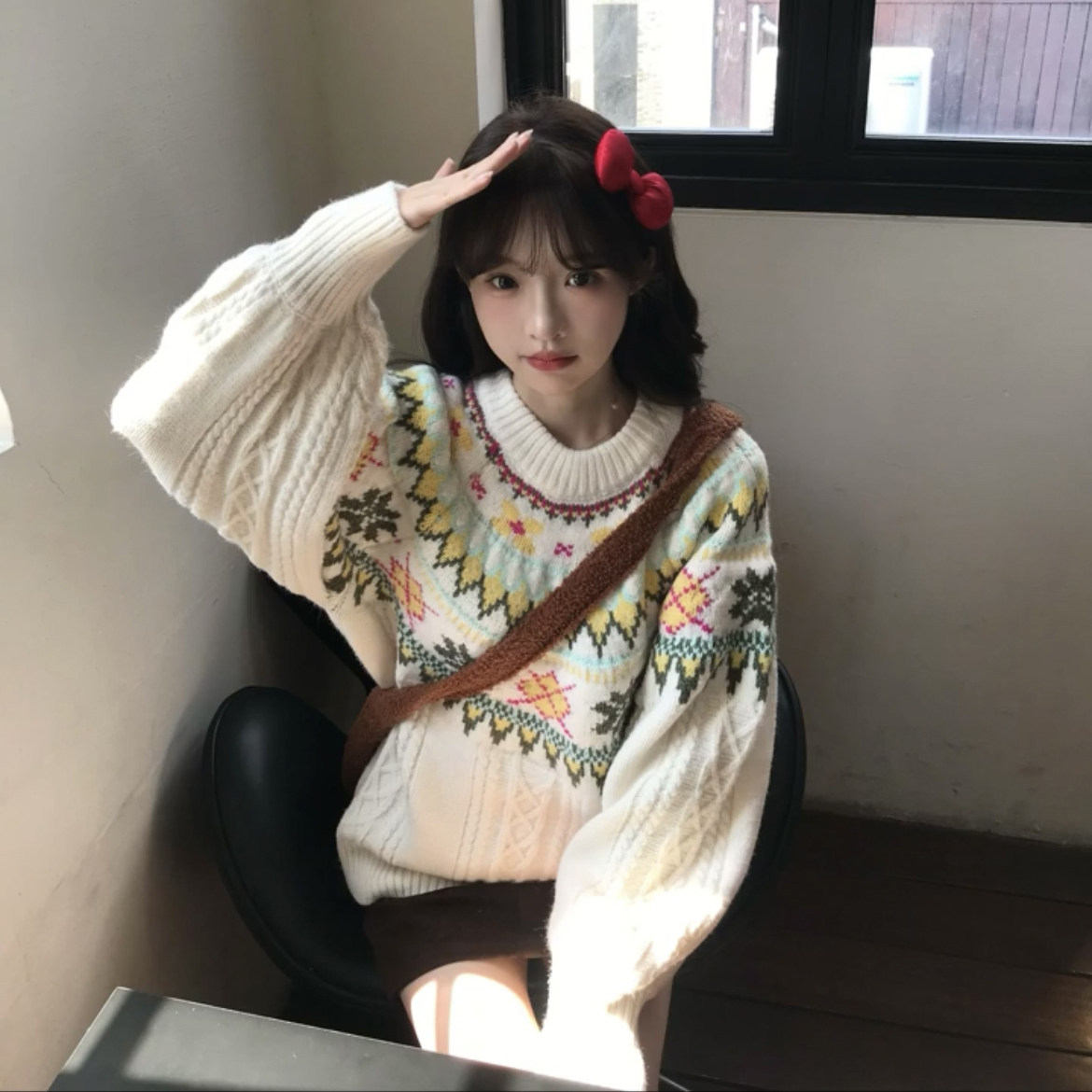 费尔岛毛衣女款新款冬季慵懒高级感超好看秋冬韩系针织衫上衣