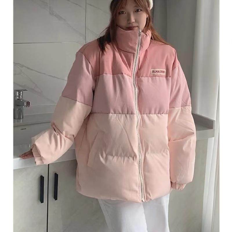 粉色羽绒服女2023年新款冬季韩版宽松小个子学生中长款加厚外套潮