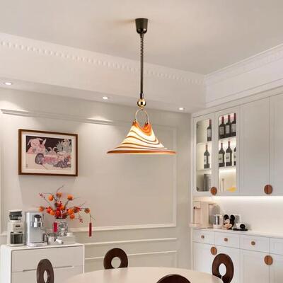 中古vitnage可降个性餐升厅吊灯复568古法式绘吧台岛台伸缩圆彩桌