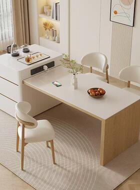 木树岩板岛一体家用式户LXI型伸缩多功能意台轻奢高端收小纳折叠