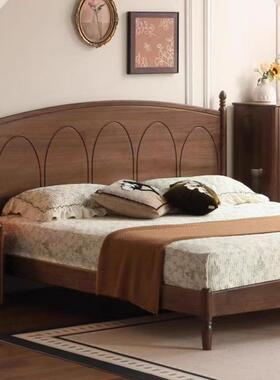 全轻实木北美黑胡桃木双人床法复古主卧奢复古式大79684卧床室家