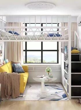 现代阁楼式约床型高架简床单上层小59338户儿童床轻便现代公寓楼