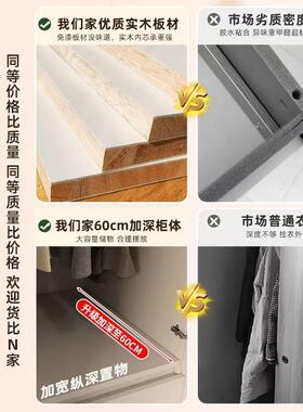 白色实衣木柜家用卧ch-01衣室一门到大顶大容纯量挂衣柜免拉手多