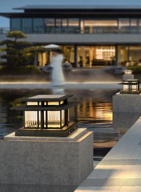 阁楼太阳水能柱园灯不锈钢防围墙小区别64232花墅景观庭院大门柱