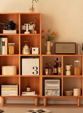 实木书架落地童木格子儿柜48339日式书柜隔断橡置物客架厅收纳柜