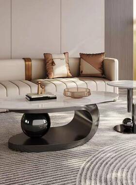 直简销不15889锈钢圆形厅岩椭板茶几现代约客家用小户型茶桌组合