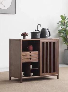 榆新式茶水柜柜实木老木41260一体桌边多功能储物柜客厅烧水柜中