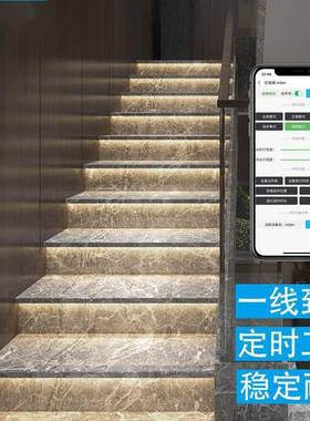 网红楼踏步灯智能ap可梯时明p装免布线64160带侧边流水台阶感定应