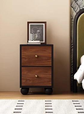 简约储物柜床头柜实木柜子家OCX小户型用卧小室型复古床边小柜收