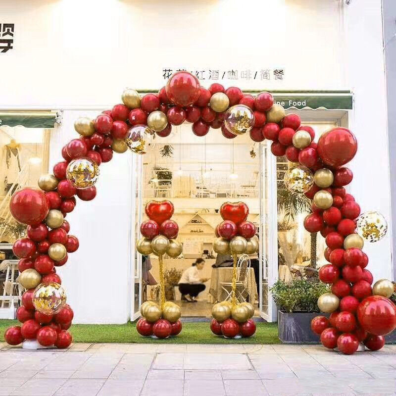 中秋国庆节活动气球商场店铺开业拱门婚礼布置宝石红装饰石榴红