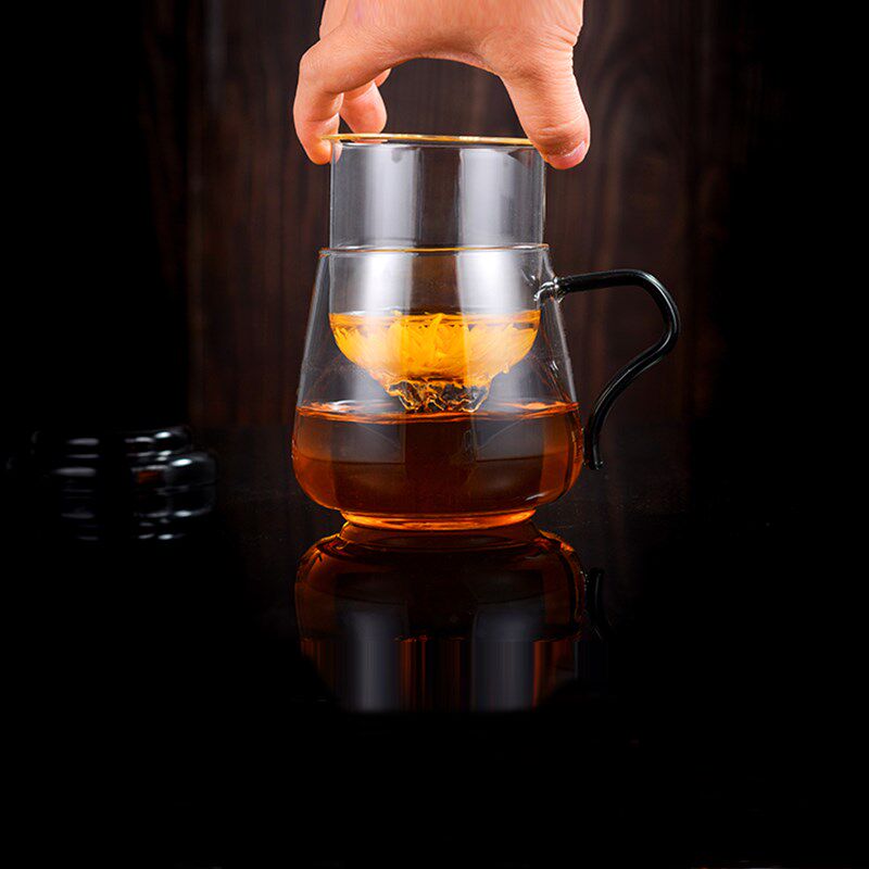 易百惠慧艺杯中式复古高档喝茶玻璃壶茶水分离器男士办公室泡茶壶