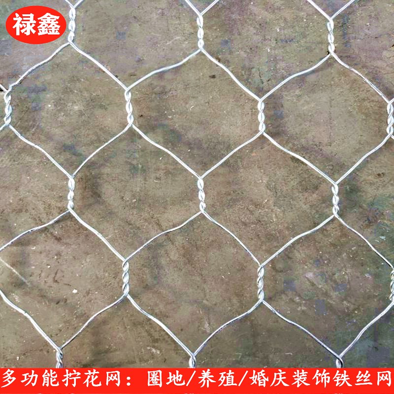 镀锌拧花六角网格宾石笼网隔离花艺铁丝网围栏养殖网拦牛网圈羊网