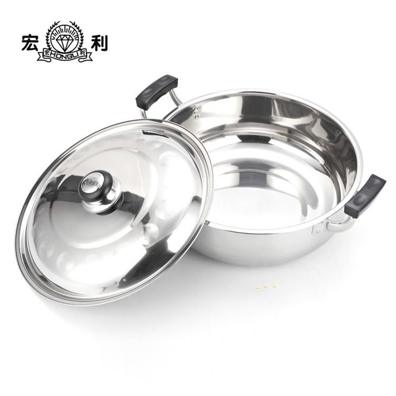 30不锈钢电磁锅汤锅宏利菊花锅单底电磁炉火锅家用特厚肥羊火锅