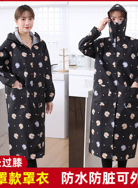 春秋加长罩衣外套女士大人冬季防水防脏工作服中长款过膝护衣冬天