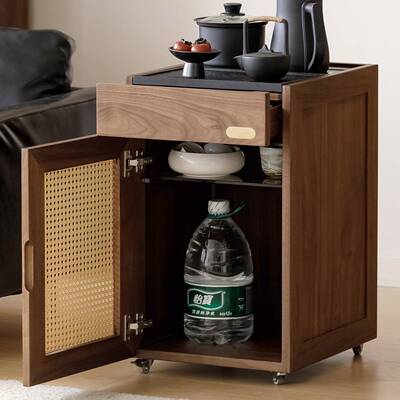 机北AXE美黑胡桃木茶水柜移动茶桌家用茶吧烧厅水壶体一茶边柜客