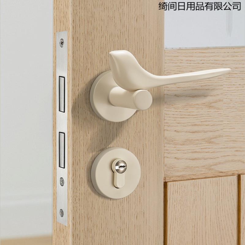 锁金色小鸟门室内卧室家用房门锁门把音手分体1式门磁吸静木锁