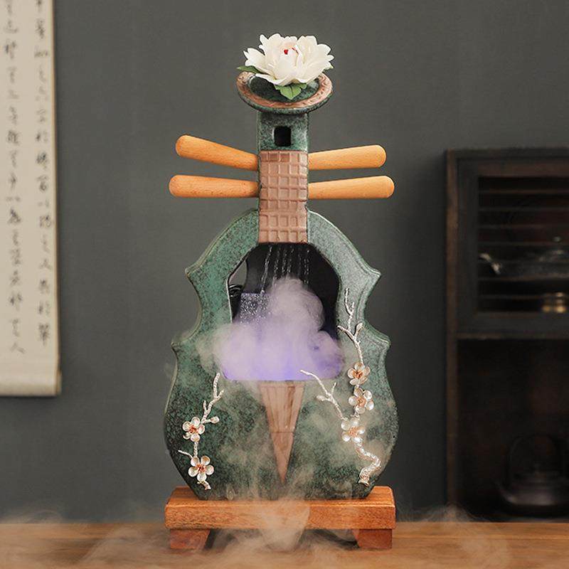 中式复流水摆件循水吉琵琶古典乐器VZZ古加湿器陶环瓷他装饰品茶,电子元器件市场,其它元器件,淘宝优惠券,粉丝福利购,淘宝优惠卷