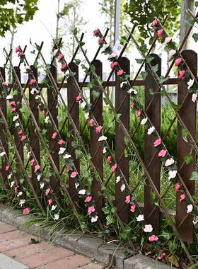 外WKQ栅栏栅栏园叶带花菜园实木伸缩绿植可带造景折户叠带公花仿