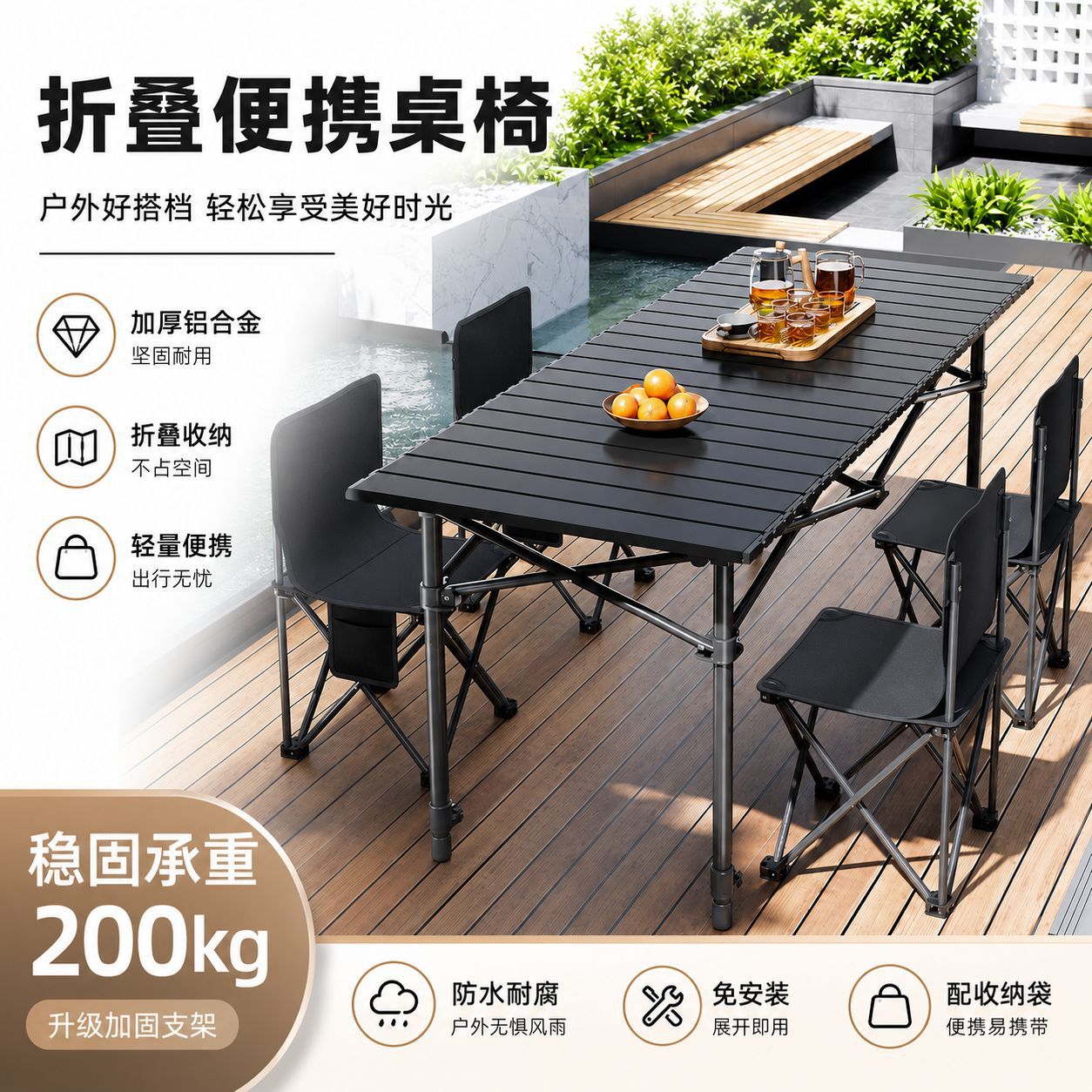 活动包邮户外折叠桌露营野餐全地形铝合金四腿可调节便携蛋卷桌