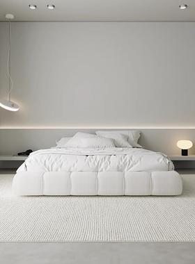 无床现头架奶油风泡芙床轻奢户代简约主卧双人布床艺OUE床小型榻