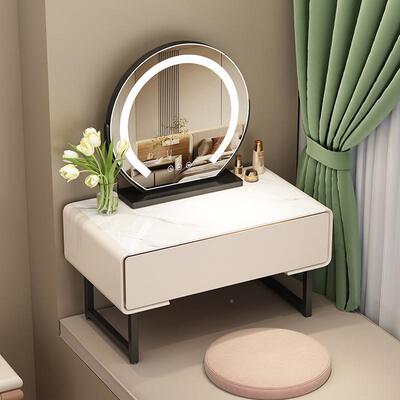 网化妆台小户型榻米红梳飘窗柜小型收纳氛围榻灯一体妆台FZL迷你