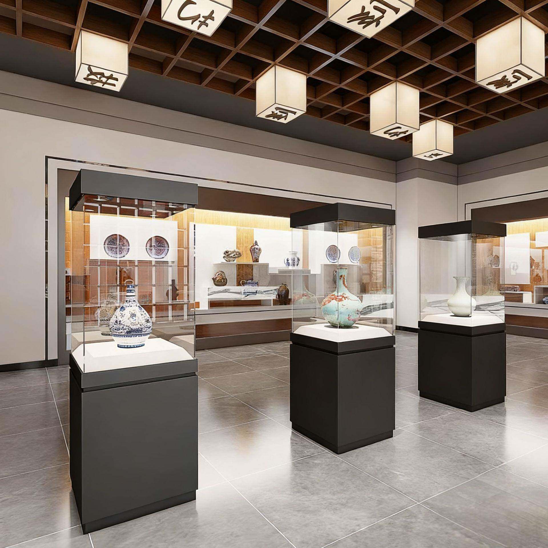系高厂端博物馆展示智能613升降LED柜灯光统铝合金不锈钢材质家直