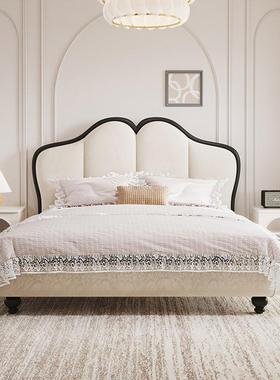 大司马轻QWR法式奶大油风床主卧双现人布床1.8米代简约蝴蝶科技艺