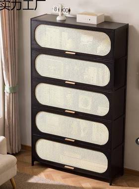 子黑色中古风五斗柜LJS客厅卧室收纳柜储高物柜书柜玄关窄立柜多