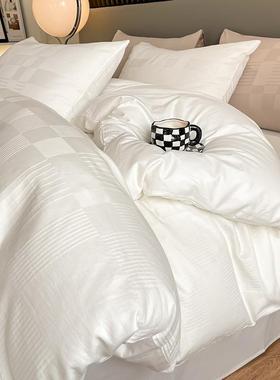 60S长绒棉上棉床四件套100全棉纯APPZ类简约套床单被被罩床笠三件