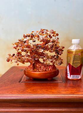 黄HBF水晶小发财居树招财树家柜装饰品酒客厅工树艺品摇钱风水摆