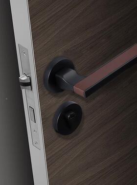 钢士门室内房门锁静DKF音家用锁通用型把手木门黑色分门体门绅锁