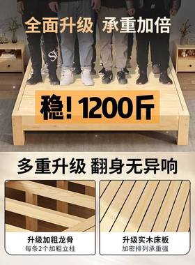 实木床1.5约米床架双人经济型现代简床1.8出租房简易单人床PBH.21