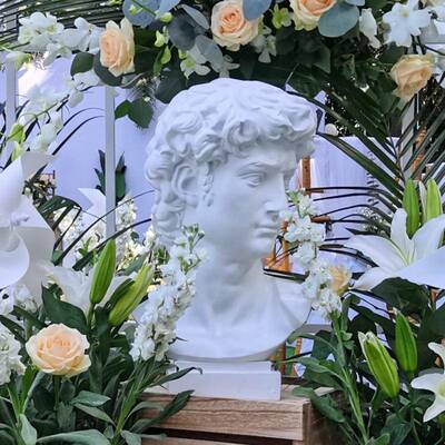 4cm高树脂仿石膏QCK大卫像美术雕像欧式风格头酒玄关家6居桌面店