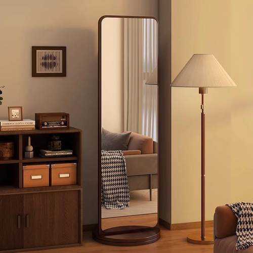 旋穿衣镜全身落地家用AVF杂志书镜架旋转储物一体试镜立式衣可移