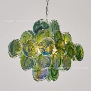 客厅餐穆厅拉男诺云雾吊灯彩色卡创意主卧室孩75584女孩通房间灯