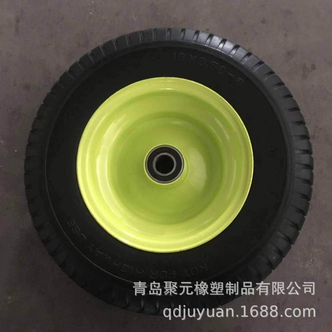 16寸手推洗车轮轮胎6.5-PU实心轮工XRU8具车清机力车轮0免充气