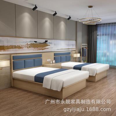 HTF-006现代板式酒.店家馆具公全套宾馆寓民宿单标间15米床架宾电