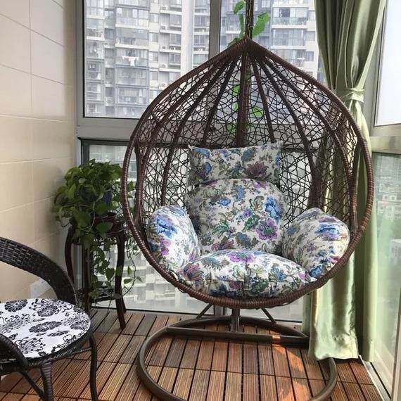 篮秋千户家室用小型吊椅藤椅摇吊篮鸟巢椅内阳台懒人单人吊床CUT