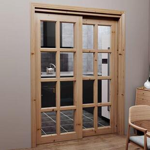 老榆木木推门拉门左右推拉988木家用厨套房卫生间原木镂空花实纹