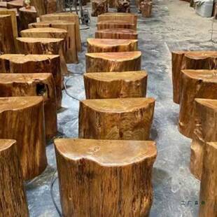 实底木座根73雕木头支原架树木树墩子天然木半圆树墩大板茶几桩脚