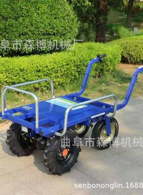 手推电动四功轮车带车斗工程建筑搬运车8748v大率山4地越野手推车