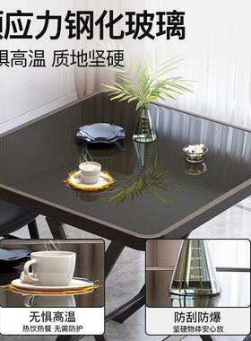 简易钢10618化璃叠桌吃饭出租子屋用可折叠家用小方桌圆桌阳台折