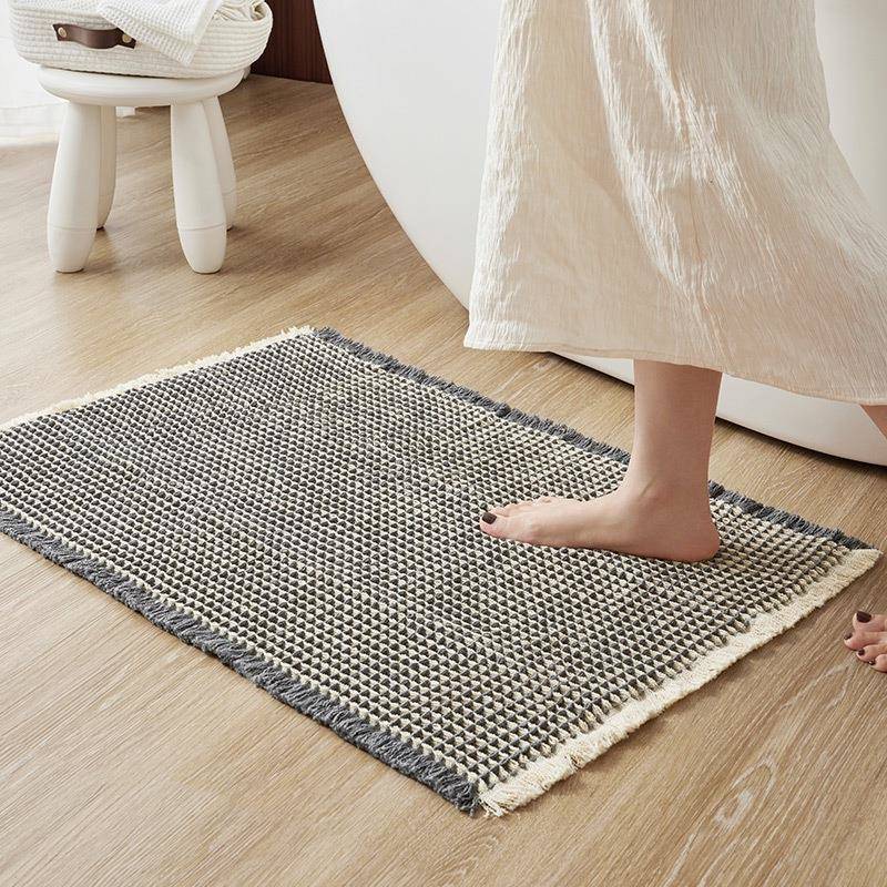 小方格毛巾浴地垫卫生间RKF厕所门口水防滑室脚垫吸子卧室床垫边