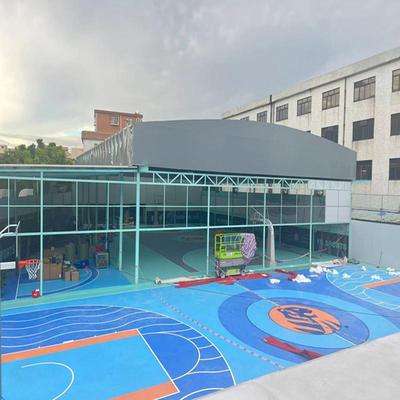 广场东篮球电动折叠活遥动棚户移动悬0078空轨道遮阳推外拉棚控蓬