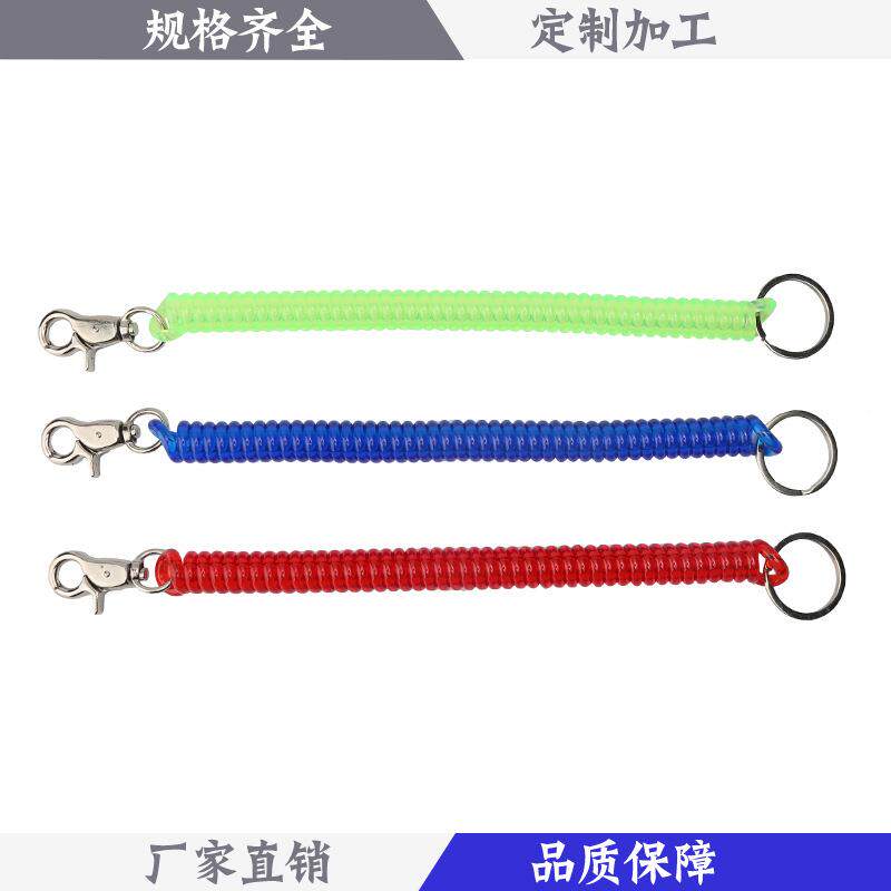 优质长链双小扣弹簧钥用合金匙挂扣弹簧绳伸缩钥匙挂绳防盗手机钥