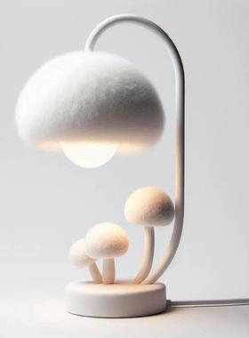新款植绒菇台灯桌面创意夜灯植蘑绒家小KTZRML居摆件装饰品工艺品